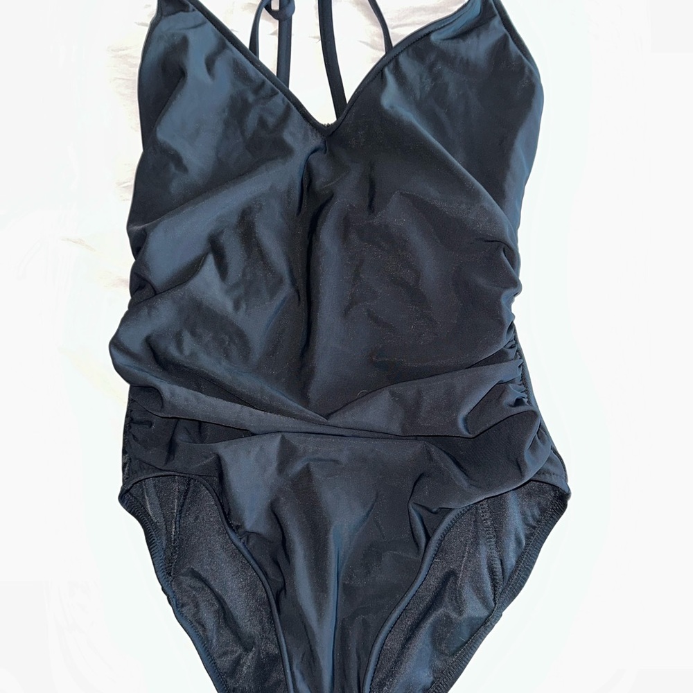 Magicsuit Trudy Black One Piece Swimsuit with V-Neck and Ruching
